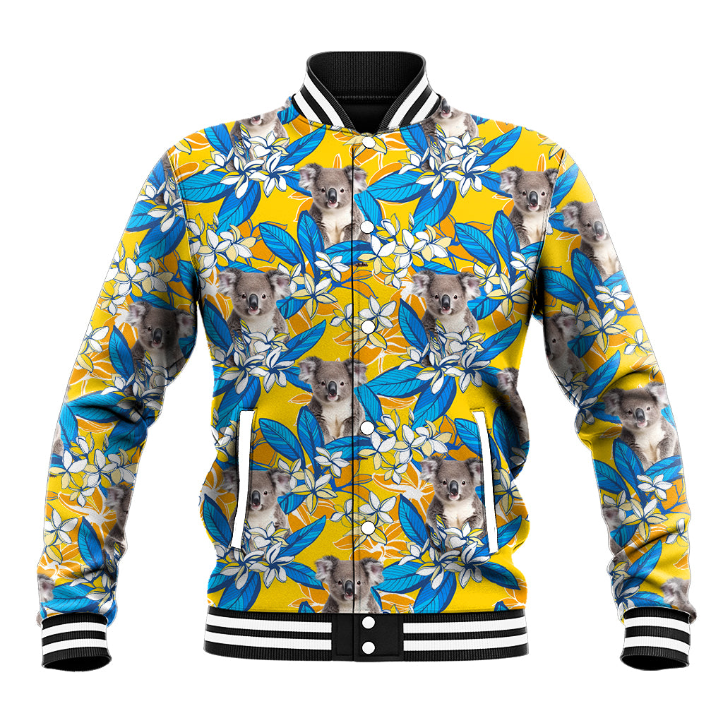 Koala Baseball Jacket Plumeria Flowers