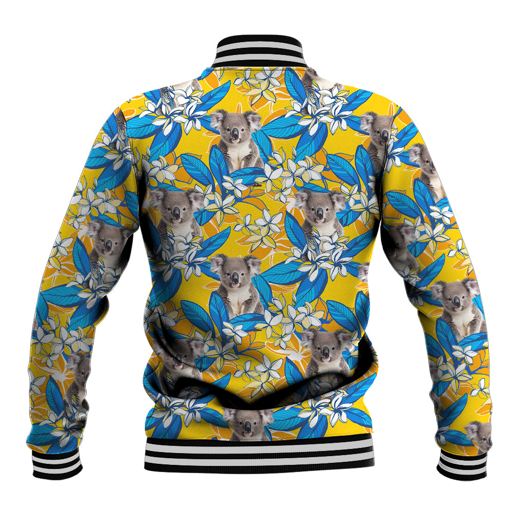 Koala Baseball Jacket Plumeria Flowers