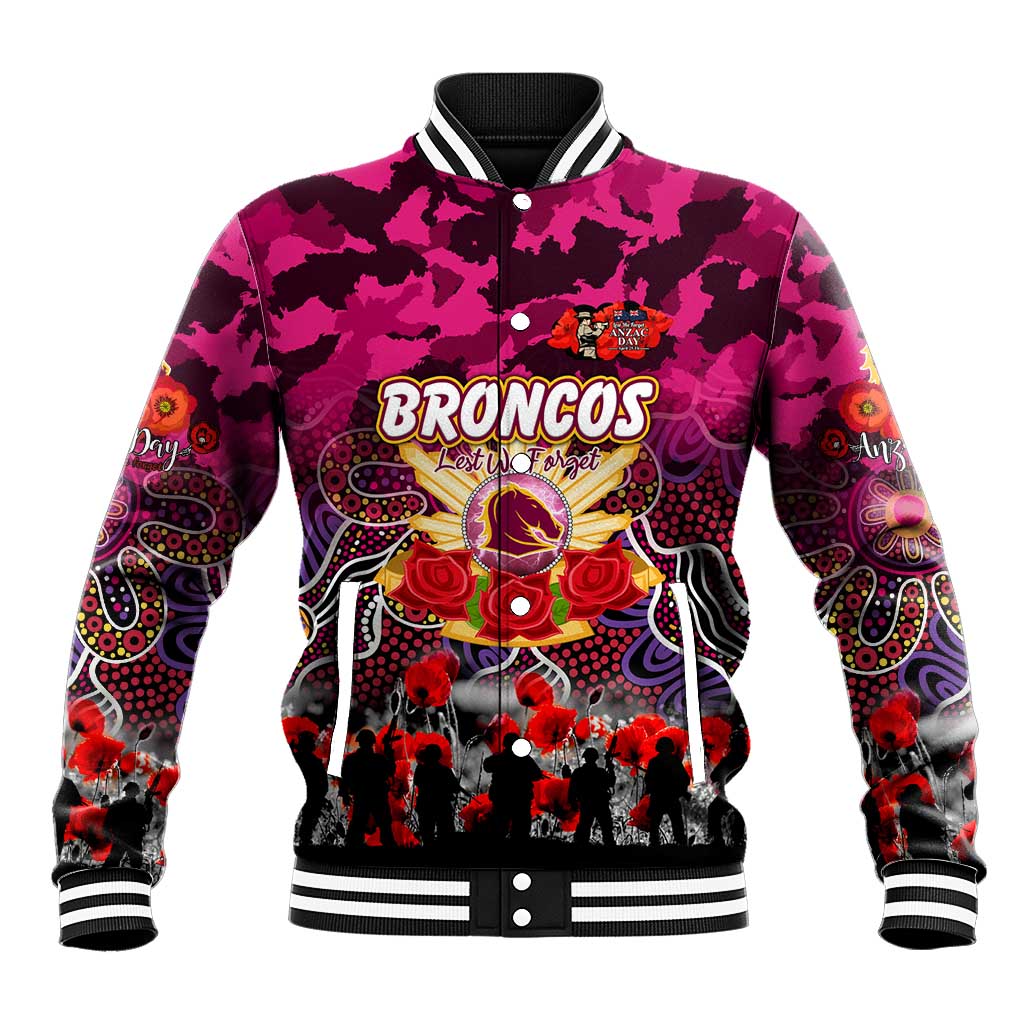 Personalized Broncos ANZAC Day Baseball Jacket Australian Army - Lest We Forget