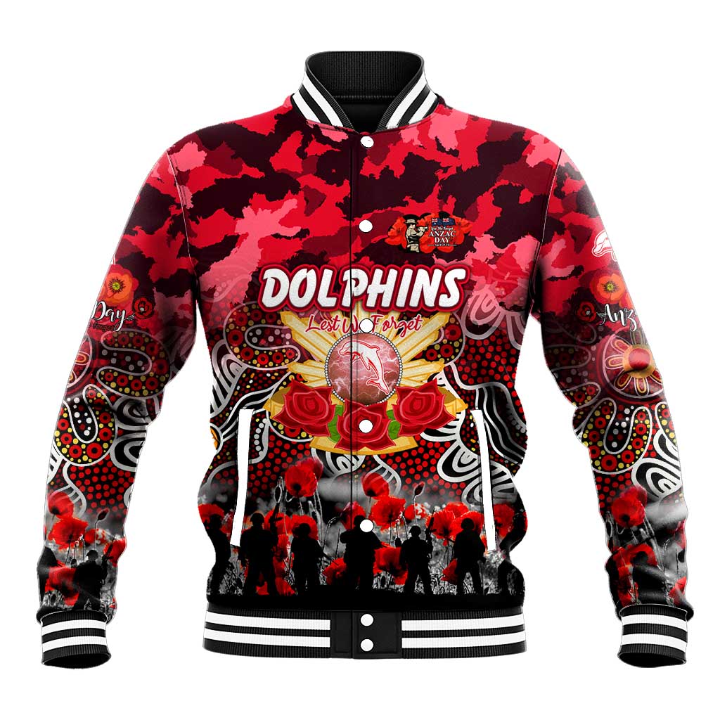 Personalized Dolphins ANZAC Day Baseball Jacket Australian Army - Lest We Forget