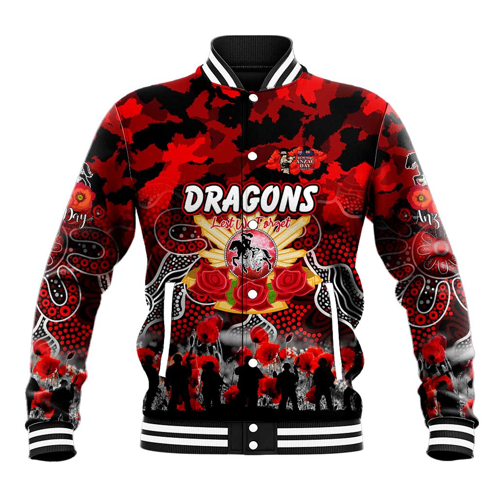 Personalized Dragons ANZAC Day Baseball Jacket Australian Army - Lest We Forget