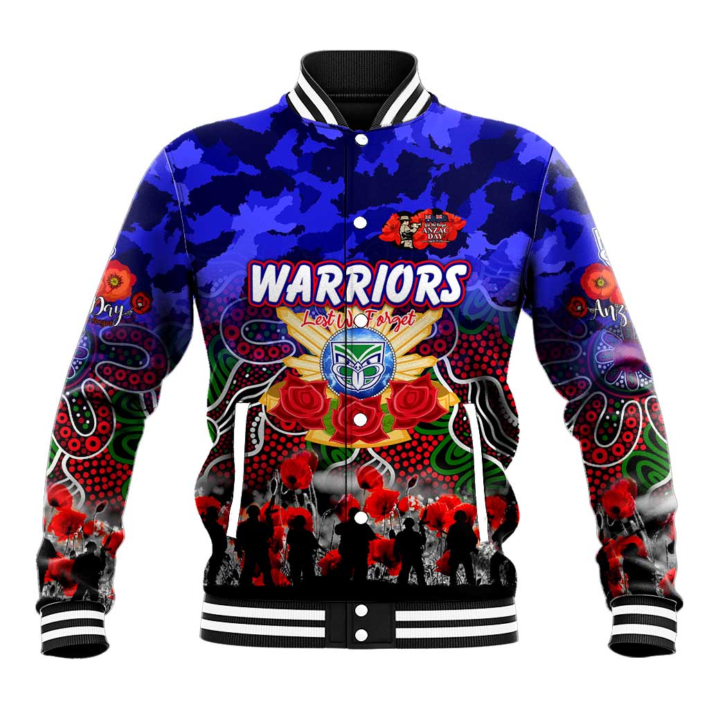 Personalized Warriors ANZAC Day Baseball Jacket Australian Army - Lest We Forget