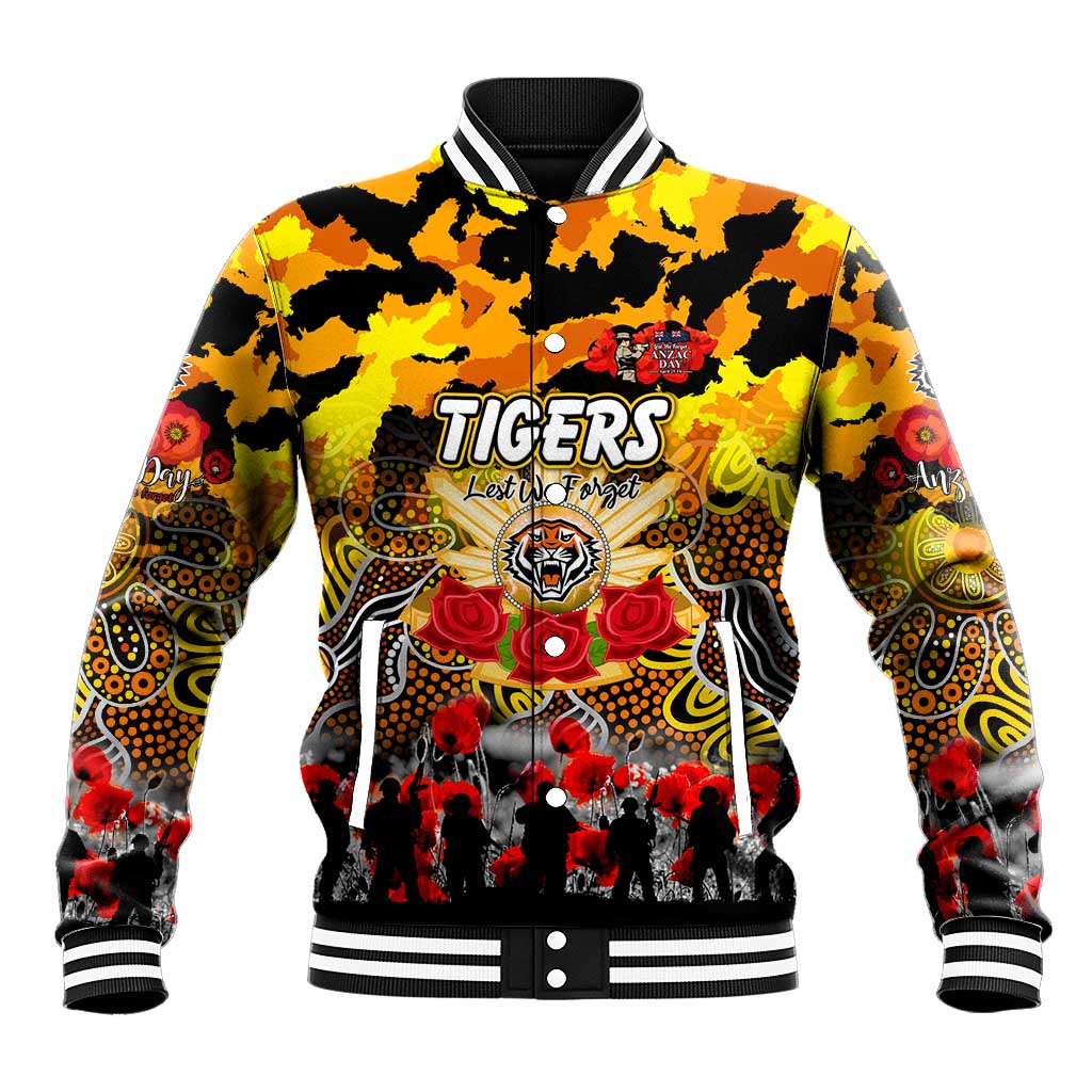 Personalized Tigers ANZAC Day Baseball Jacket Australian Army - Lest We Forget