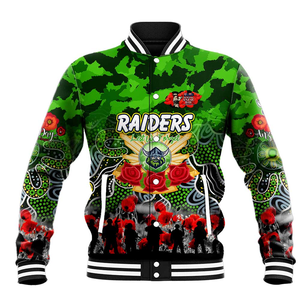 Personalized Raiders ANZAC Day Baseball Jacket Australian Army - Lest We Forget