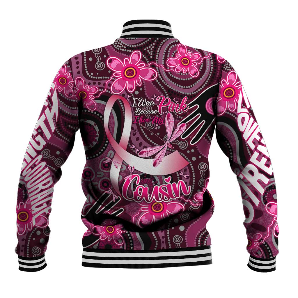 Breast Cancer Australian Aboriginal Baseball Jacket I Wear Pink Because I Love My Cousin