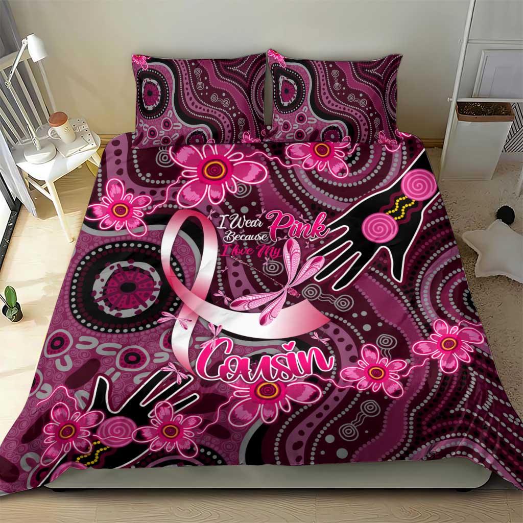 Breast Cancer Australian Aboriginal Bedding Set I Wear Pink Because I Love My Cousin