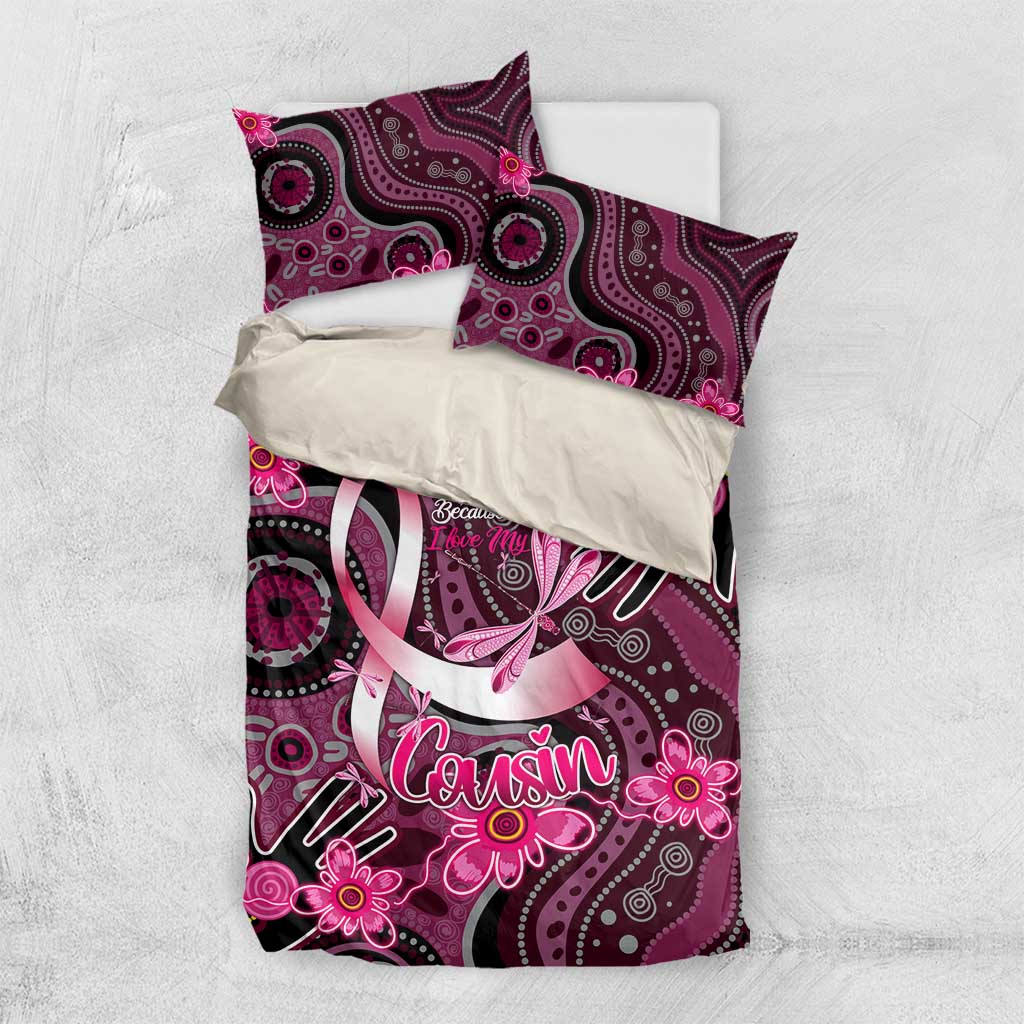 Breast Cancer Australian Aboriginal Bedding Set I Wear Pink Because I Love My Cousin