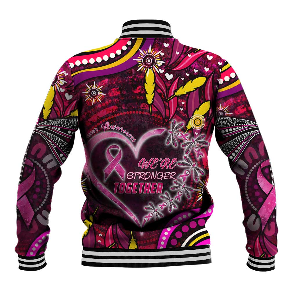 Breast Cancer Dragonfly Aboriginal Baseball Jacket We're Stronger Together