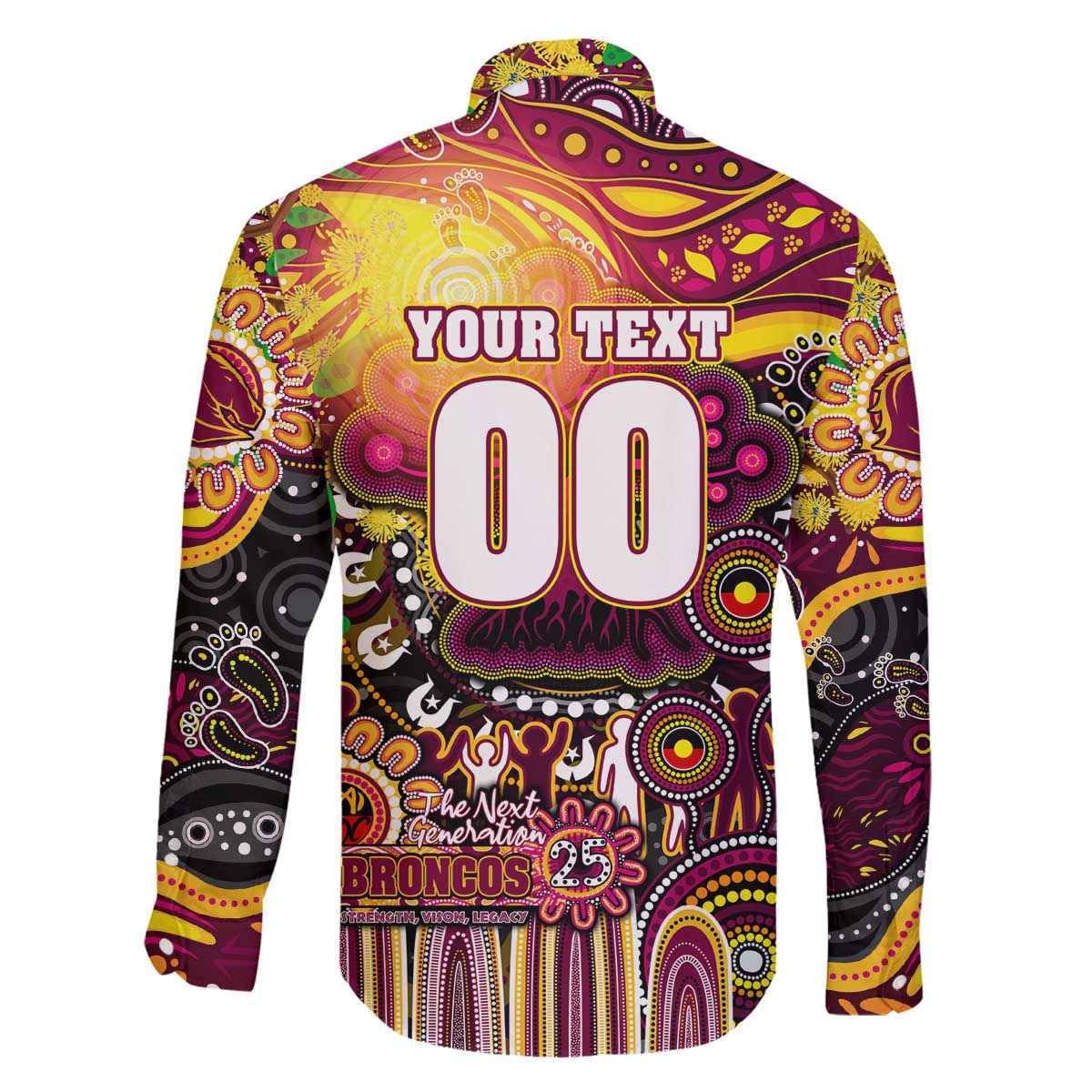 Personalised NAIDOC Week 2025 Broncos Rugby Family Matching Off The Shoulder Long Sleeve Dress and Hawaiian Shirt Aboriginal Dot Painting