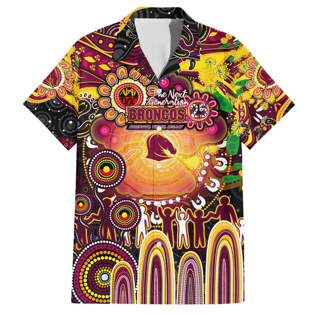 Personalised NAIDOC Week 2025 Broncos Rugby Hawaiian Shirt Aboriginal Dot Painting
