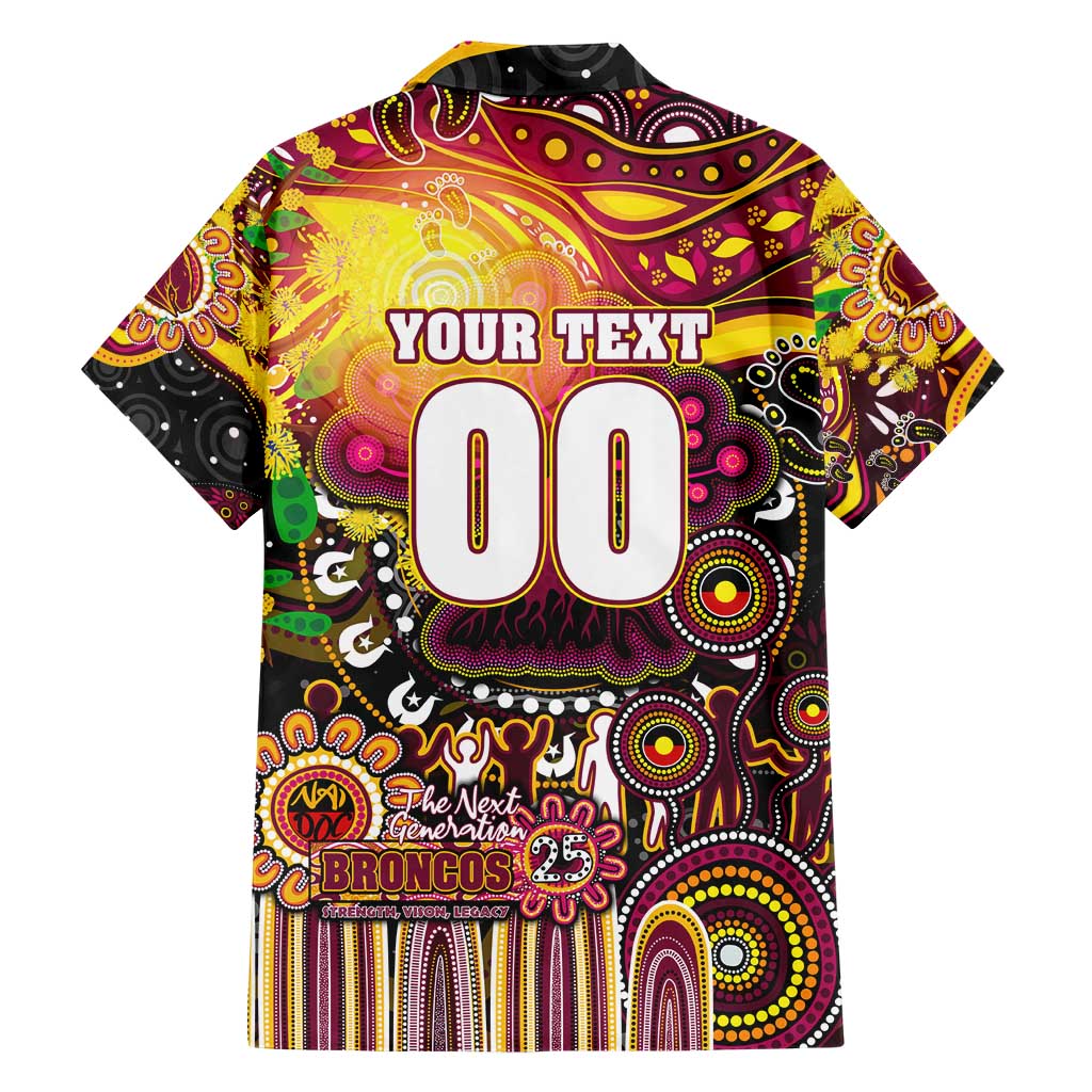 Personalised NAIDOC Week 2025 Broncos Rugby Hawaiian Shirt Aboriginal Dot Painting
