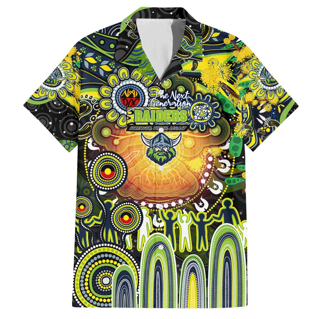 Personalised NAIDOC Week 2025 Raiders Rugby Family Matching Off Shoulder Maxi Dress and Hawaiian Shirt Aboriginal Dot Painting