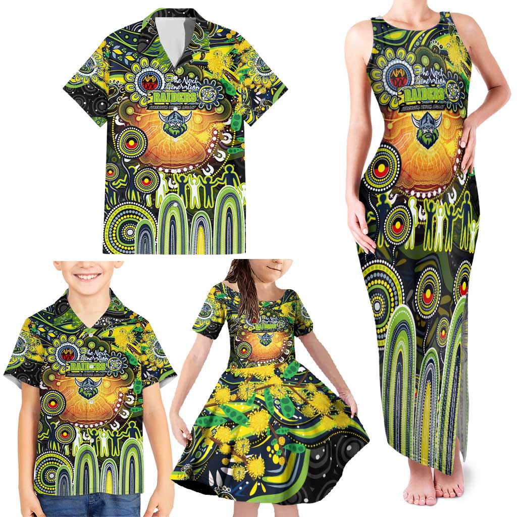 Personalised NAIDOC Week 2025 Raiders Rugby Family Matching Tank Maxi Dress and Hawaiian Shirt Aboriginal Dot Painting
