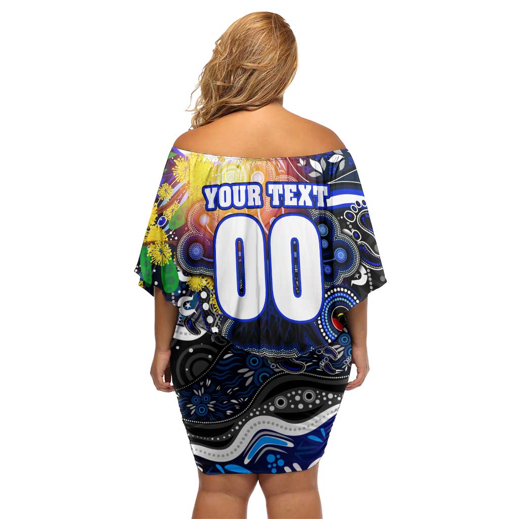 Personalised NAIDOC Week 2025 Bulldogs Rugby Family Matching Off Shoulder Short Dress and Hawaiian Shirt Aboriginal Dot Painting