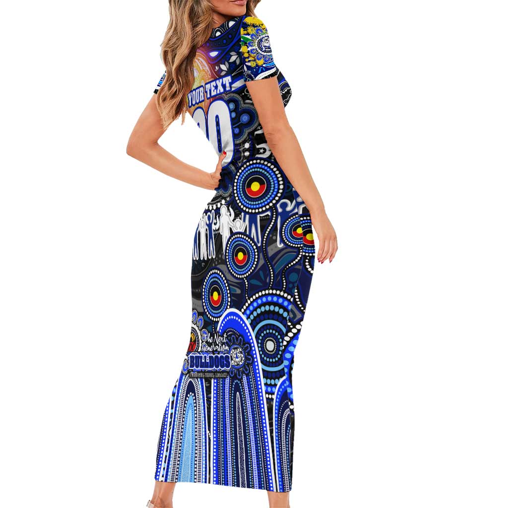 Personalised NAIDOC Week 2025 Bulldogs Rugby Family Matching Short Sleeve Bodycon Dress and Hawaiian Shirt Aboriginal Dot Painting