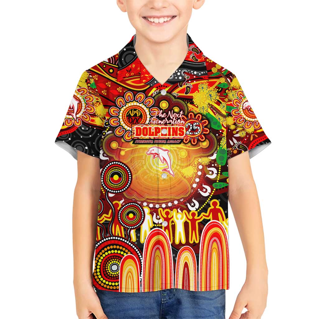 Personalised NAIDOC Week 2025 Dolphins Rugby Family Matching Puletasi and Hawaiian Shirt Aboriginal Dot Painting