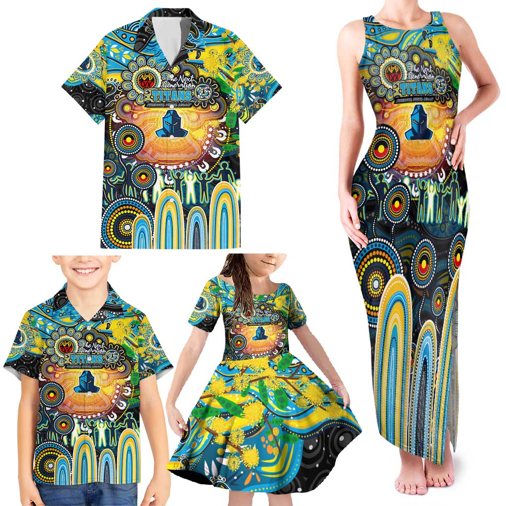 Personalised NAIDOC Week 2025 Titans Rugby Family Matching Tank Maxi Dress and Hawaiian Shirt Aboriginal Dot Painting