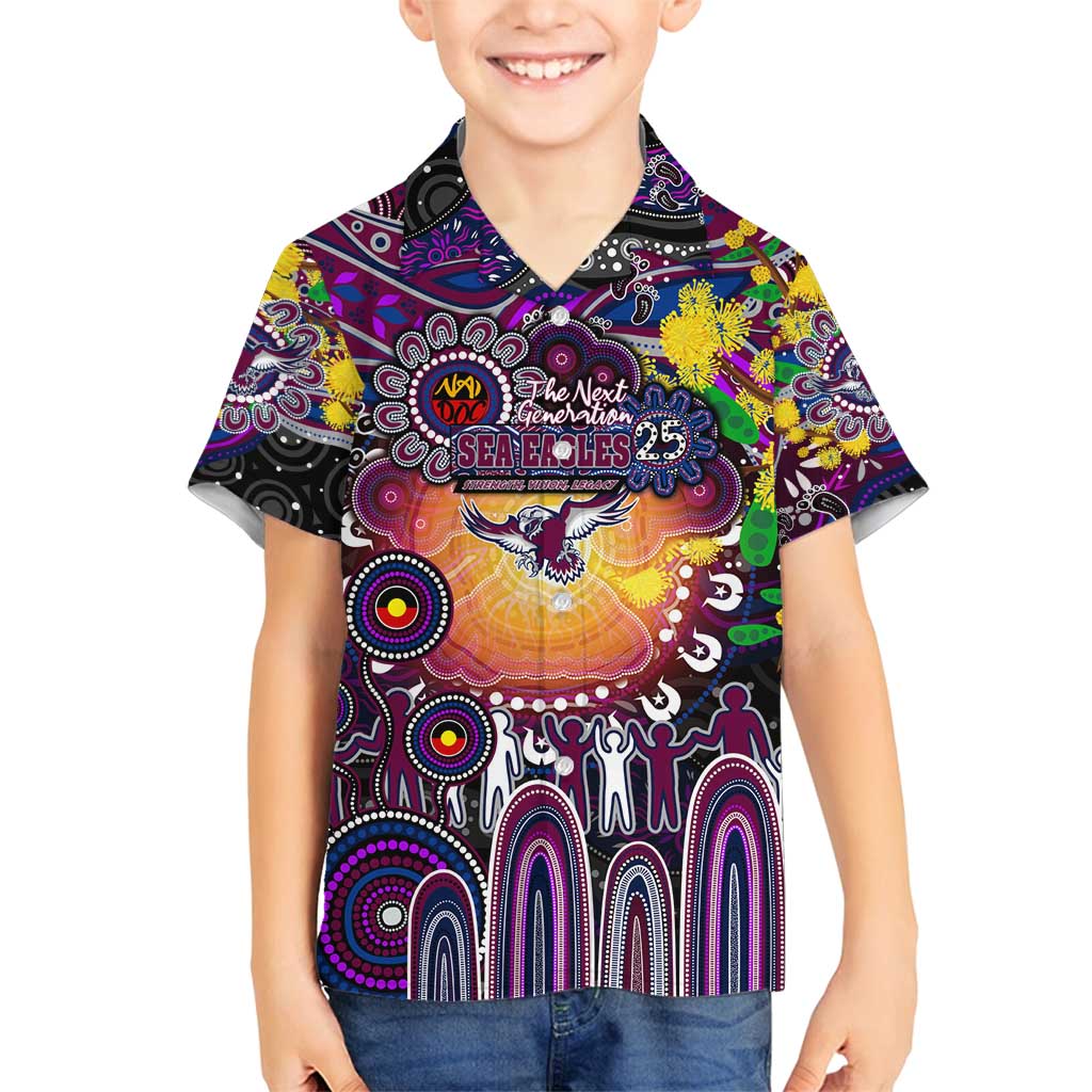 Personalised NAIDOC Week 2025 Sea Eagles Rugby Family Matching Summer Maxi Dress and Hawaiian Shirt Aboriginal Dot Painting