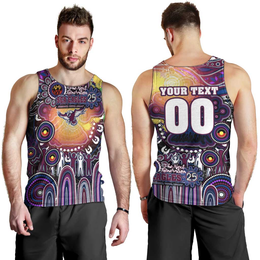 Personalised NAIDOC Week 2025 Sea Eagles Rugby Men Tank Top Aboriginal Dot Painting