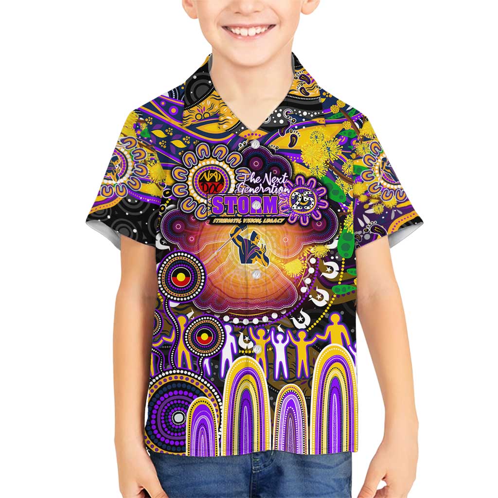 Personalised NAIDOC Week 2025 Storm Rugby Family Matching Puletasi and Hawaiian Shirt Aboriginal Dot Painting