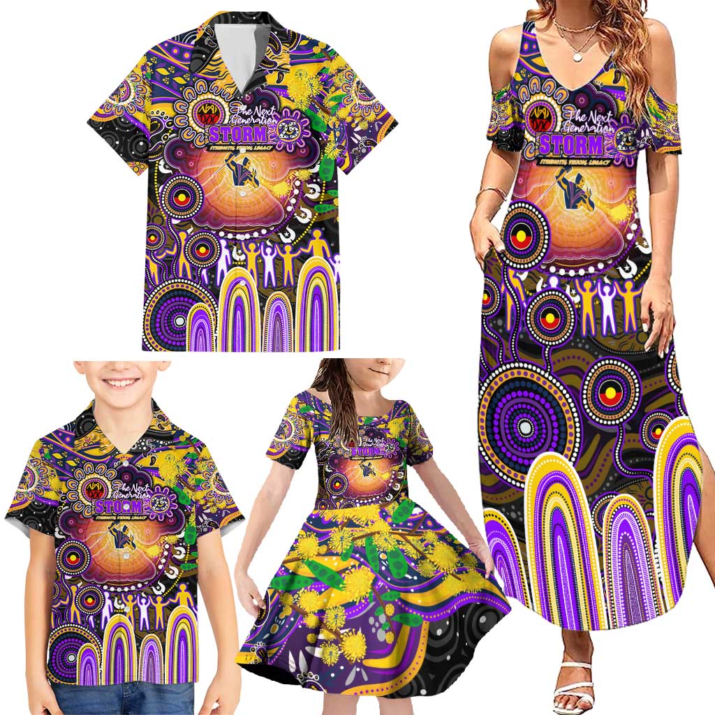 Personalised NAIDOC Week 2025 Storm Rugby Family Matching Summer Maxi Dress and Hawaiian Shirt Aboriginal Dot Painting