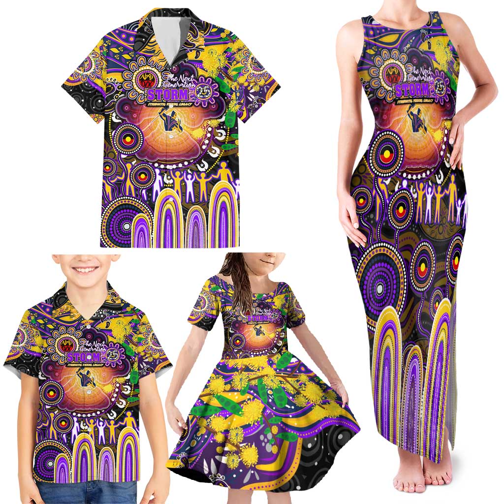 Personalised NAIDOC Week 2025 Storm Rugby Family Matching Tank Maxi Dress and Hawaiian Shirt Aboriginal Dot Painting