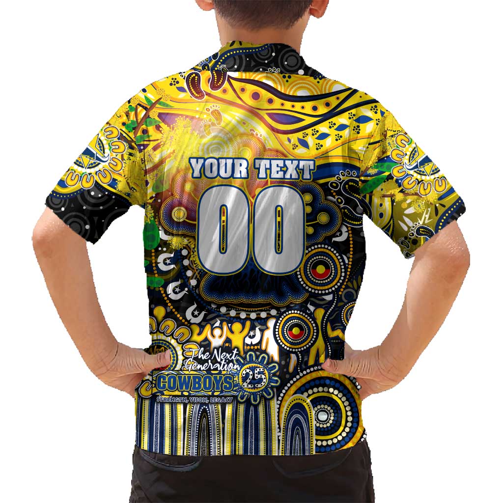 Personalised NAIDOC Week 2025 Cowboys Rugby Family Matching Off Shoulder Short Dress and Hawaiian Shirt Aboriginal Dot Painting