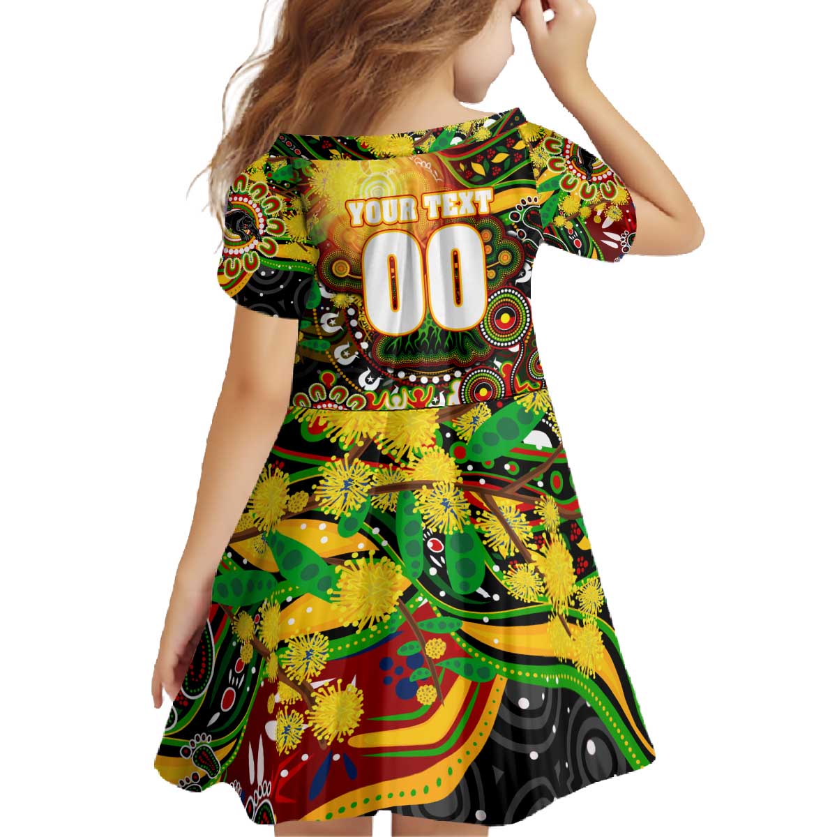 Personalised NAIDOC Week 2025 Panthers Rugby Family Matching Off The Shoulder Long Sleeve Dress and Hawaiian Shirt Aboriginal Dot Painting