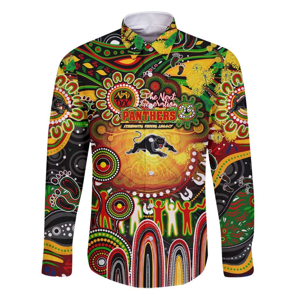 Personalised NAIDOC Week 2025 Panthers Rugby Family Matching Short Sleeve Bodycon Dress and Hawaiian Shirt Aboriginal Dot Painting