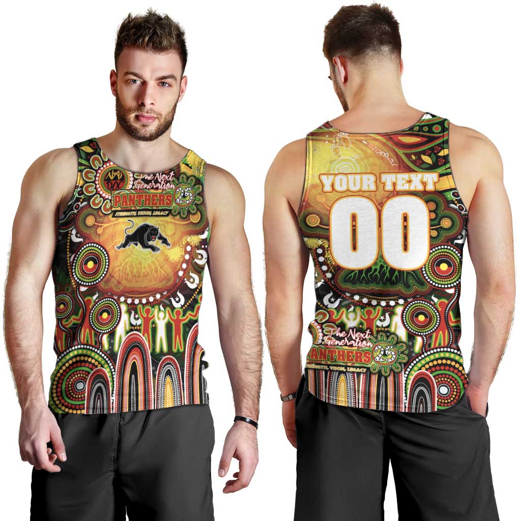 Personalised NAIDOC Week 2025 Panthers Rugby Men Tank Top Aboriginal Dot Painting