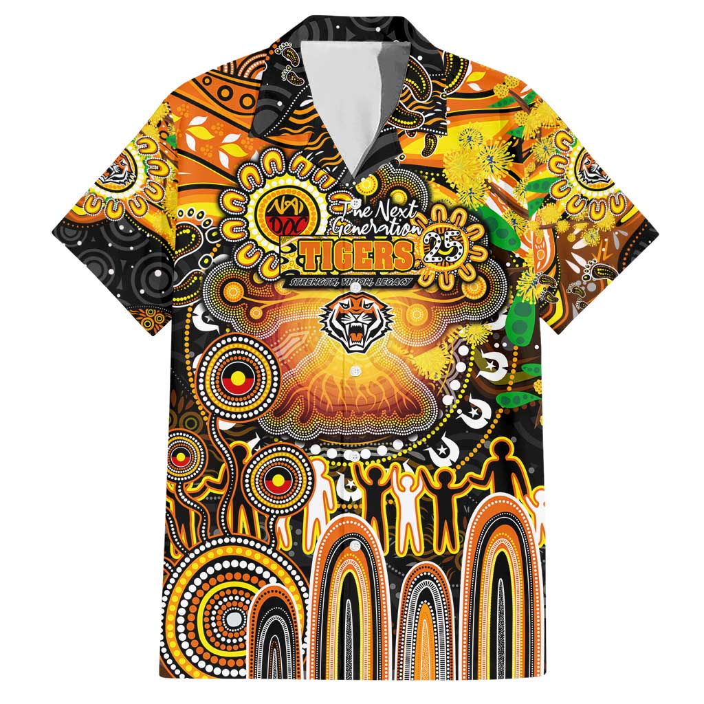 Personalised NAIDOC Week 2025 Tigers Rugby Hawaiian Shirt Aboriginal Dot Painting