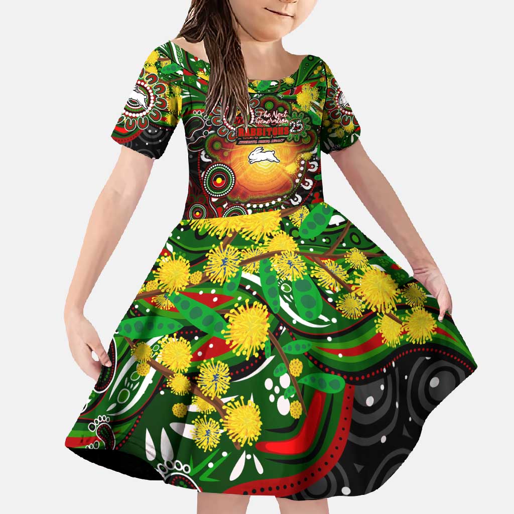 Personalised NAIDOC Week 2025 Rabbitohs Rugby Family Matching Summer Maxi Dress and Hawaiian Shirt Aboriginal Dot Painting