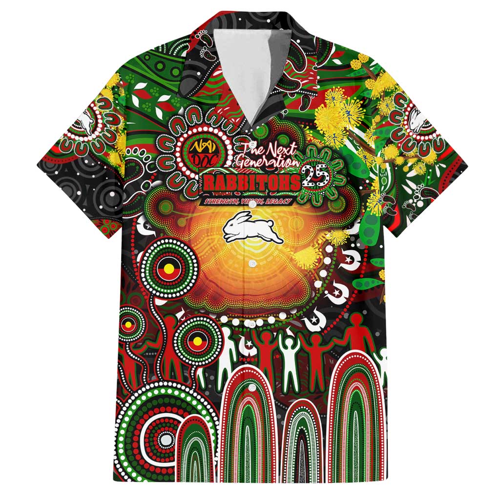 Personalised NAIDOC Week 2025 Rabbitohs Rugby Family Matching Summer Maxi Dress and Hawaiian Shirt Aboriginal Dot Painting
