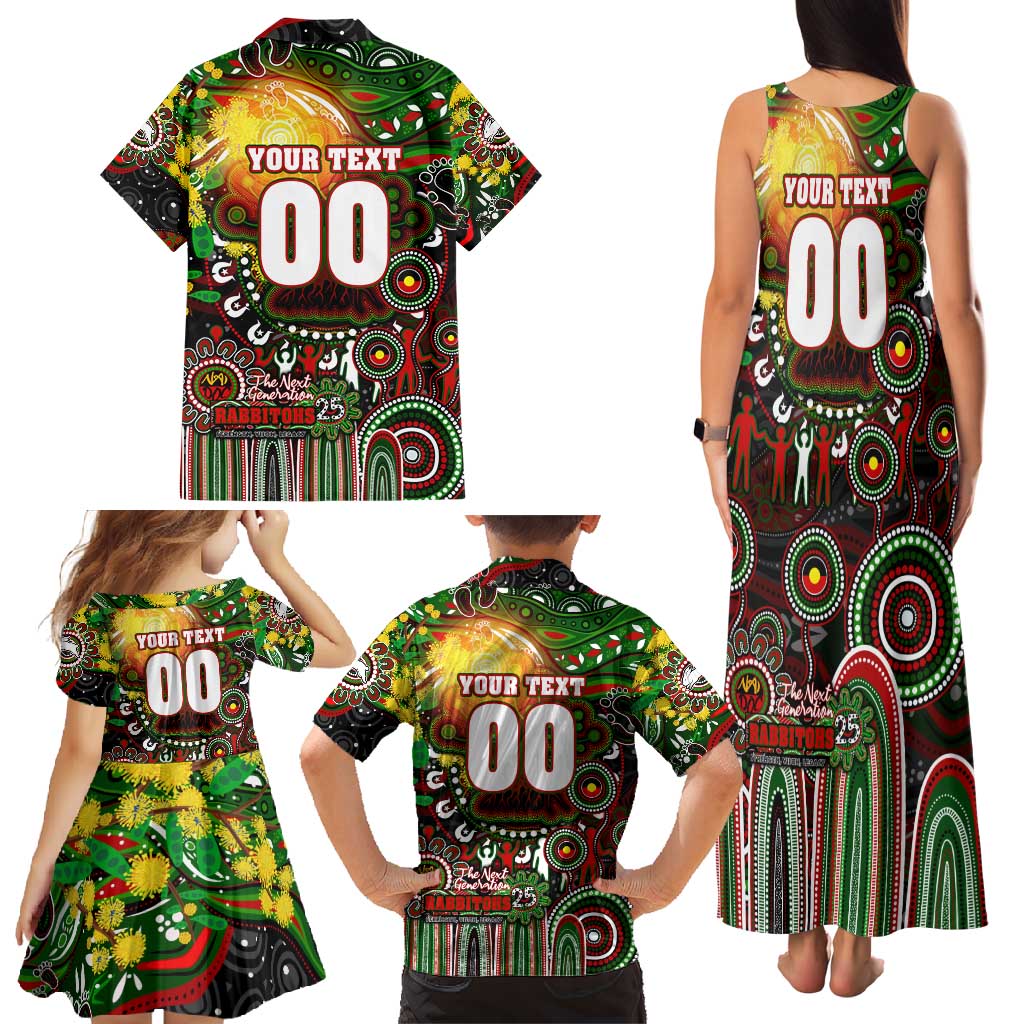Personalised NAIDOC Week 2025 Rabbitohs Rugby Family Matching Tank Maxi Dress and Hawaiian Shirt Aboriginal Dot Painting