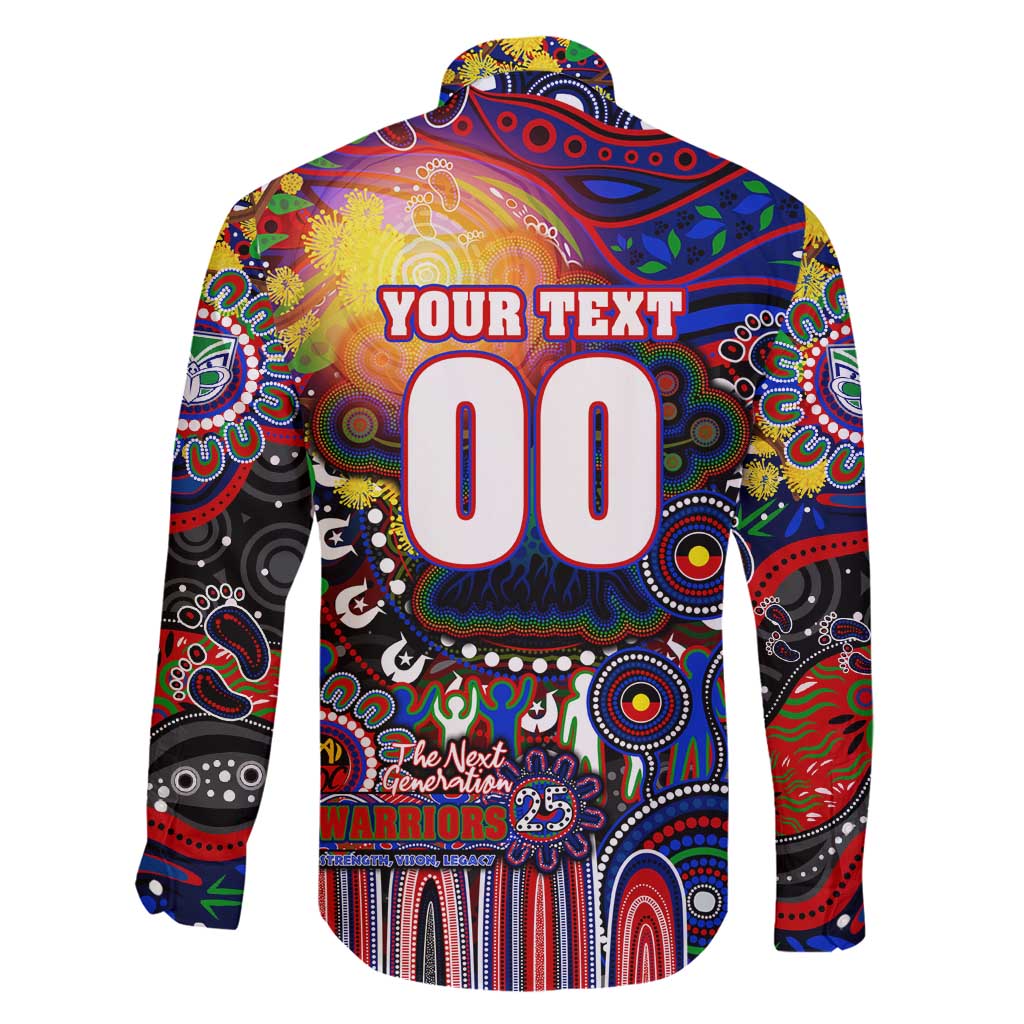 Personalised NAIDOC Week 2025 Warriors Rugby Family Matching Long Sleeve Bodycon Dress and Hawaiian Shirt Aboriginal Dot Painting