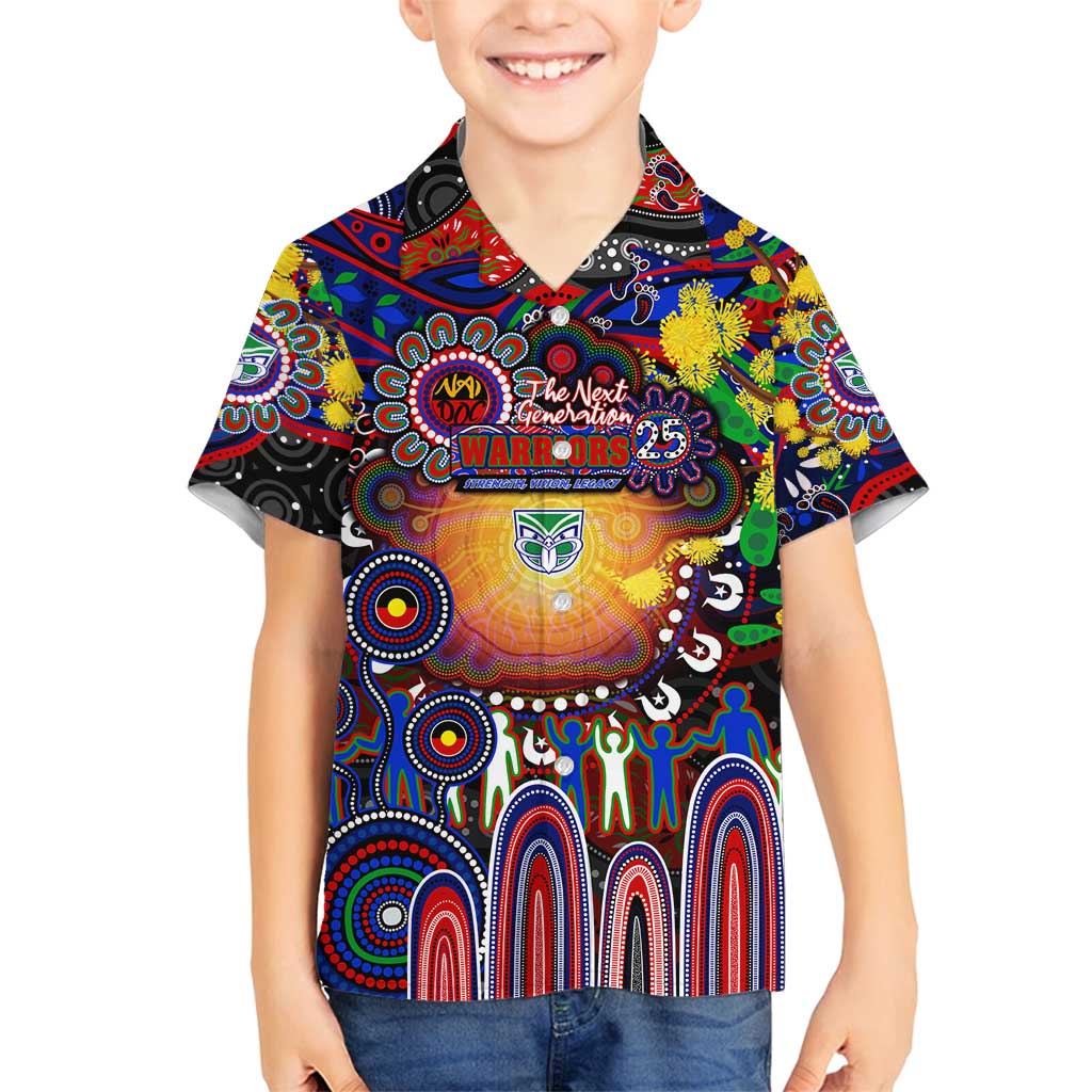 Personalised NAIDOC Week 2025 Warriors Rugby Family Matching Off Shoulder Maxi Dress and Hawaiian Shirt Aboriginal Dot Painting