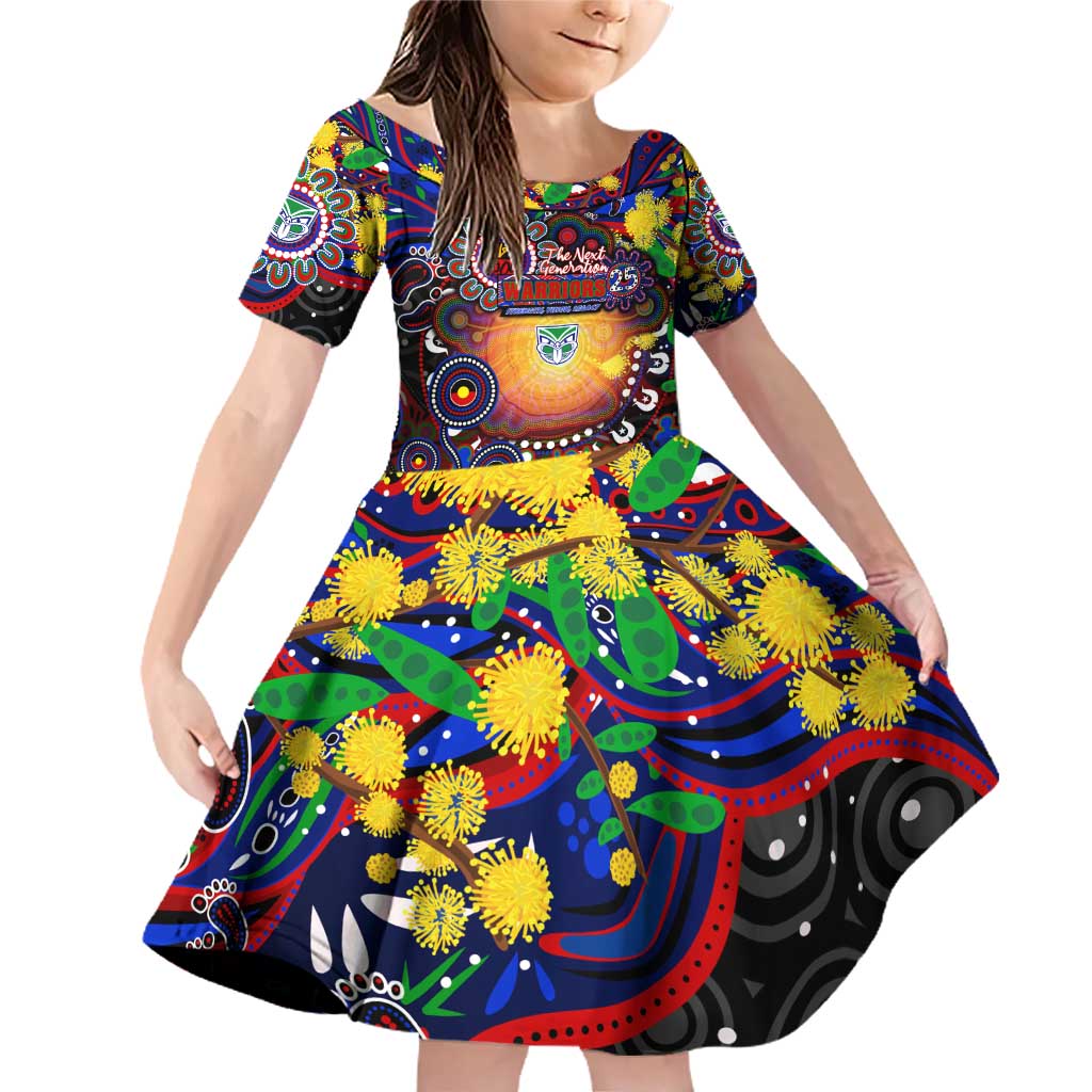 Personalised NAIDOC Week 2025 Warriors Rugby Family Matching Off Shoulder Short Dress and Hawaiian Shirt Aboriginal Dot Painting