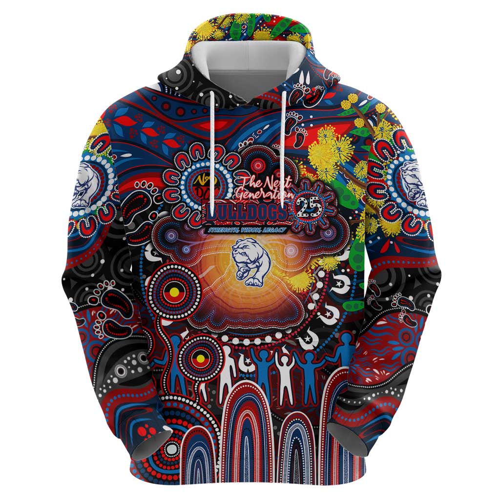 Personalised NAIDOC Week 2025 Bulldogs Football Hoodie Aboriginal Dot Painting