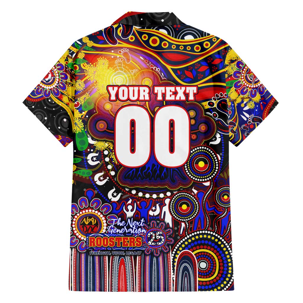 Personalised NAIDOC Week 2025 Roosters Football Family Matching Off Shoulder Short Dress and Hawaiian Shirt Aboriginal Dot Painting