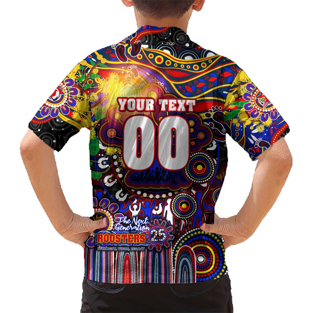 Personalised NAIDOC Week 2025 Roosters Football Kid Hawaiian Shirt Aboriginal Dot Painting
