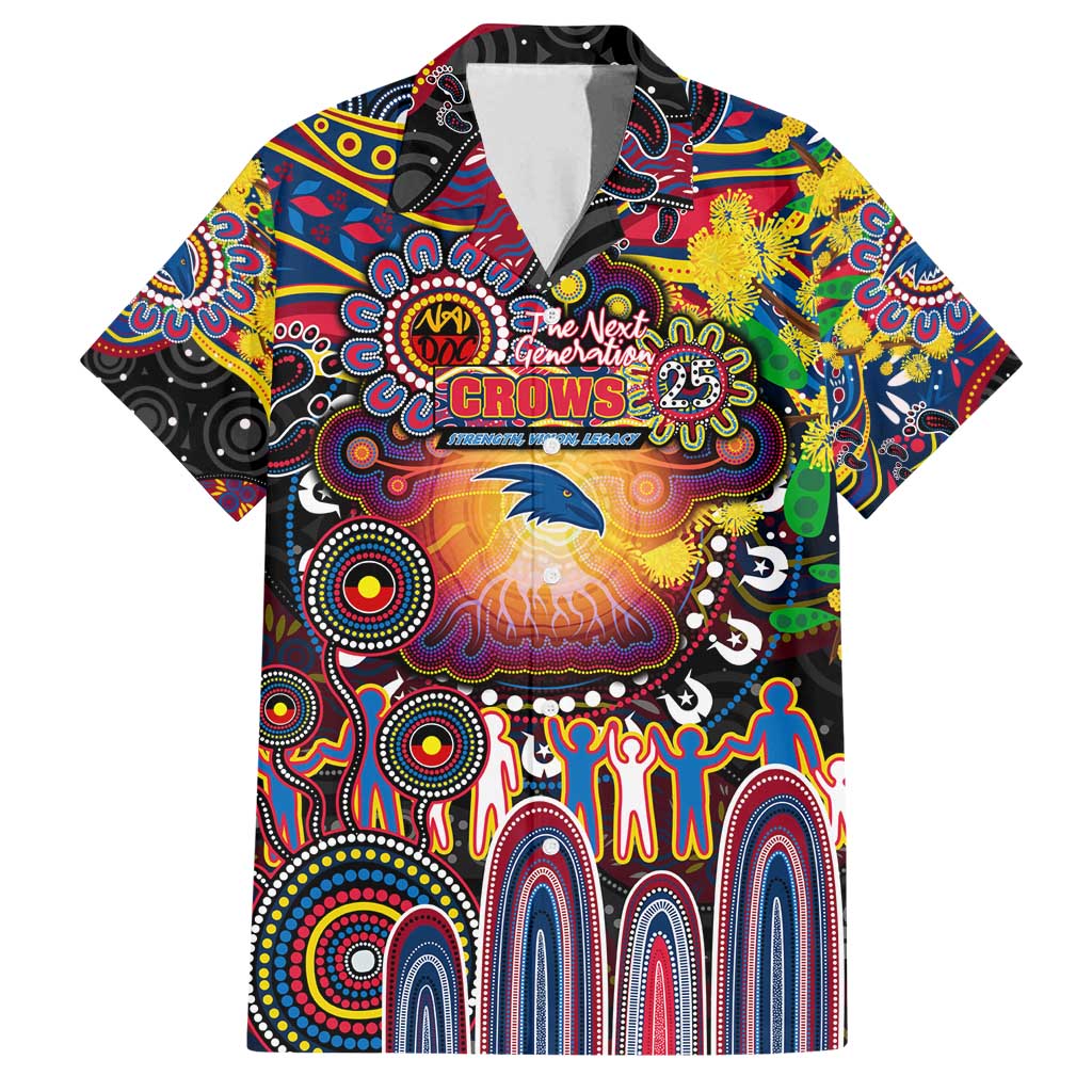Personalised NAIDOC Week 2025 Crows Football Family Matching Long Sleeve Bodycon Dress and Hawaiian Shirt Aboriginal Dot Painting