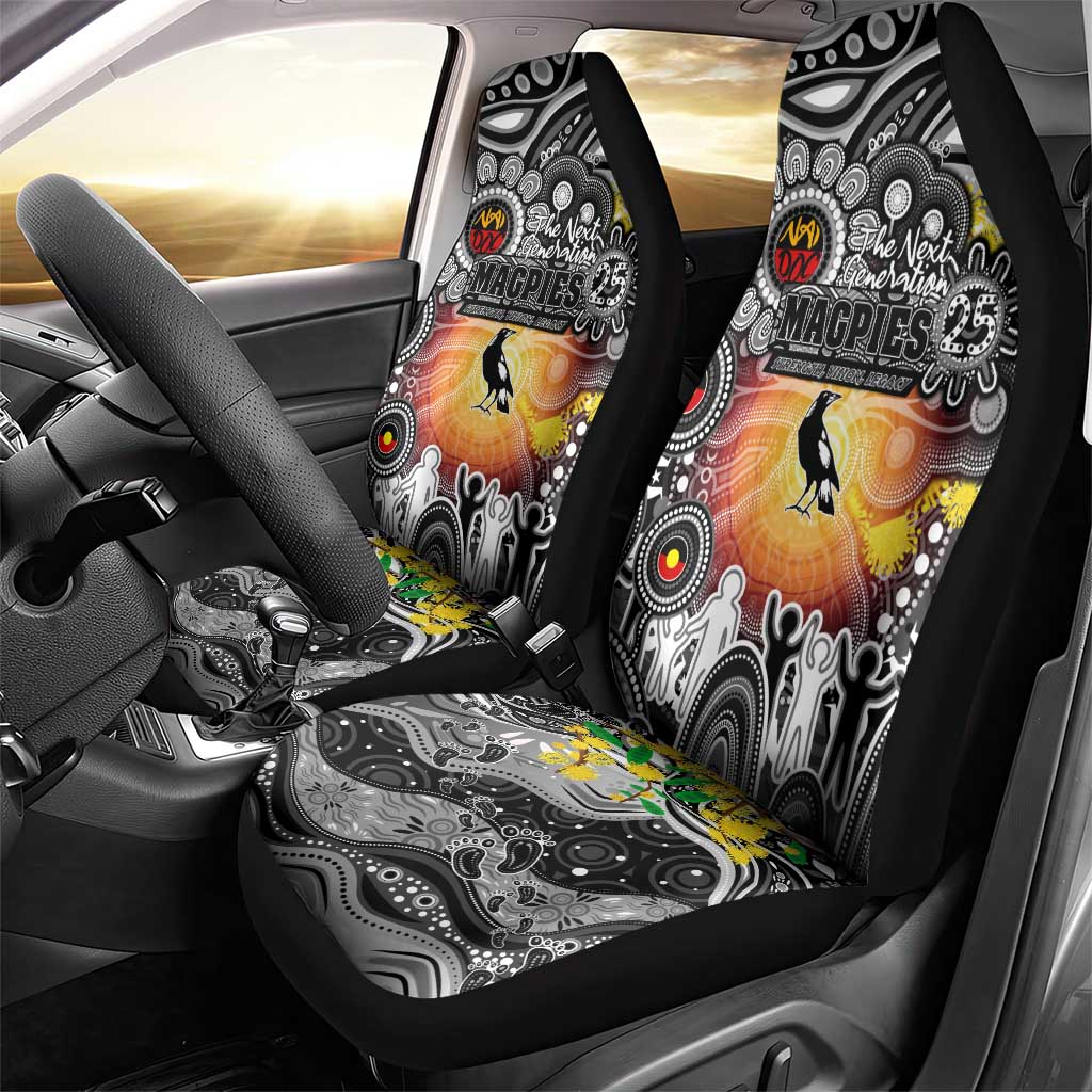NAIDOC Week 2025 Magpies Football Car Seat Cover Aboriginal Dot Painting