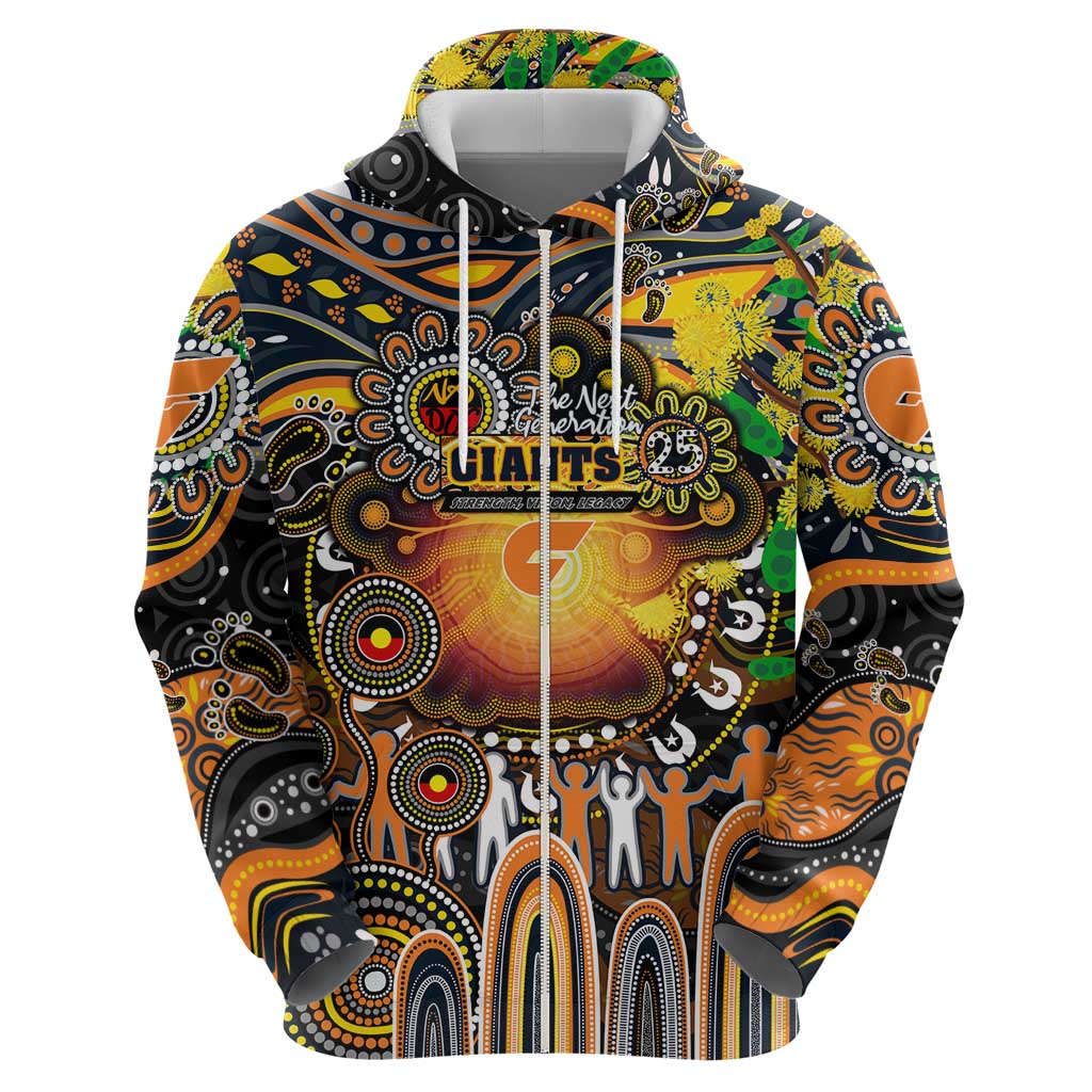 Personalised NAIDOC Week 2025 Giants Football Hoodie Aboriginal Dot Painting