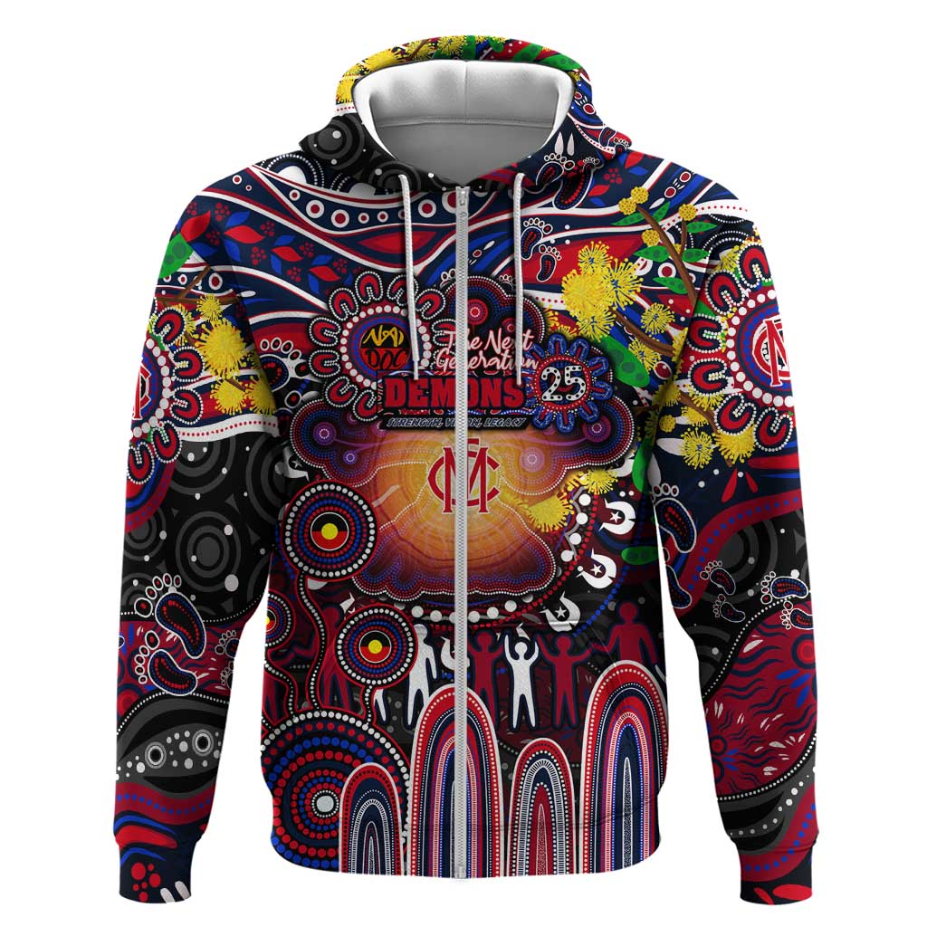 Personalised NAIDOC Week 2025 Demons Football Hoodie Aboriginal Dot Painting