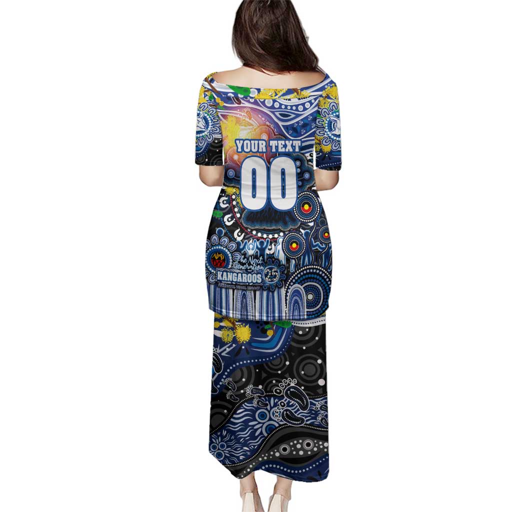 Personalised NAIDOC Week 2025 Kangaroos Football Family Matching Puletasi and Hawaiian Shirt Aboriginal Dot Painting