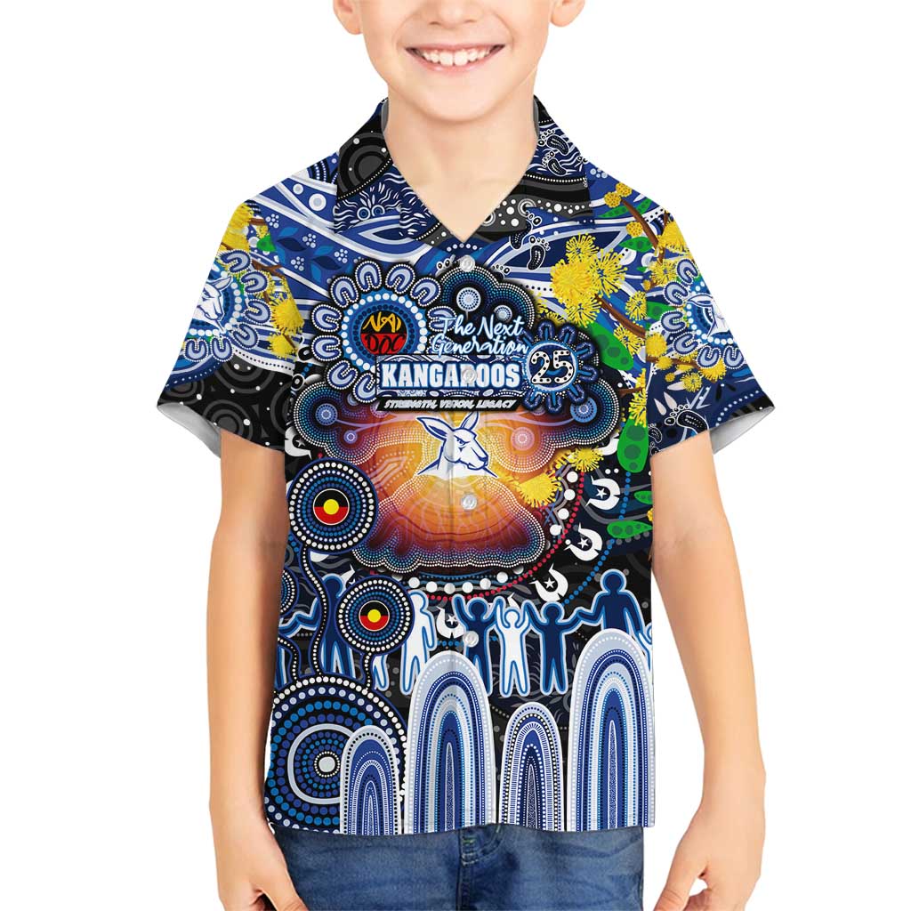 Personalised NAIDOC Week 2025 Kangaroos Football Family Matching Puletasi and Hawaiian Shirt Aboriginal Dot Painting