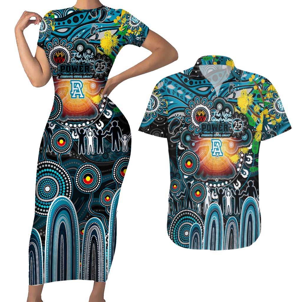 Personalised NAIDOC Week 2025 Power Football Couples Matching Short Sleeve Bodycon Dress and Hawaiian Shirt Aboriginal Dot Painting