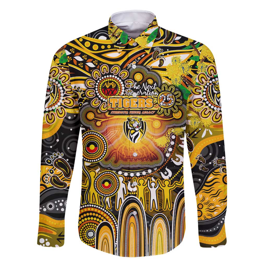 Personalised NAIDOC Week 2025 Tiger Football Family Matching Long Sleeve Bodycon Dress and Hawaiian Shirt Aboriginal Dot Painting