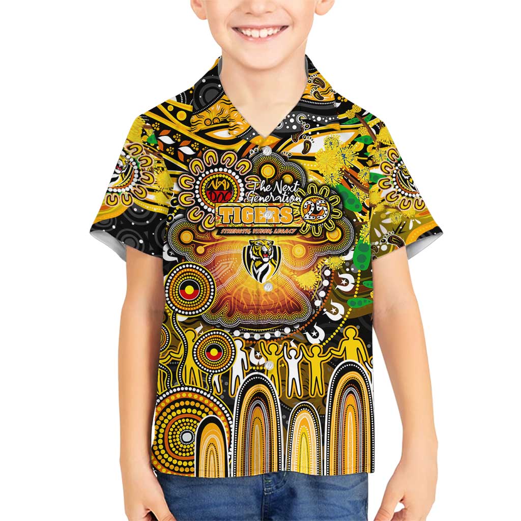 Personalised NAIDOC Week 2025 Tiger Football Family Matching Off Shoulder Short Dress and Hawaiian Shirt Aboriginal Dot Painting