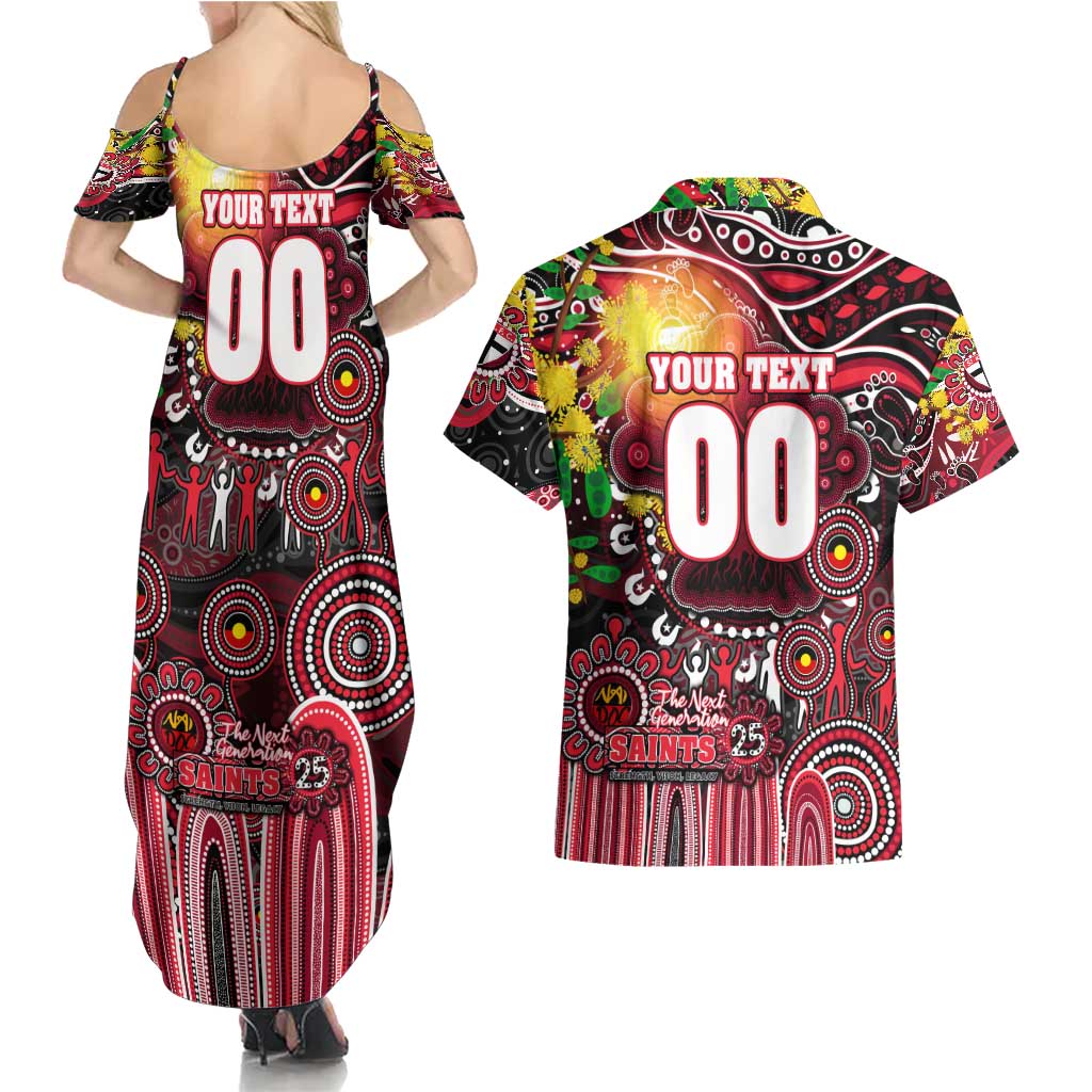 Personalised NAIDOC Week 2025 Saints Football Couples Matching Summer Maxi Dress and Hawaiian Shirt Aboriginal Dot Painting